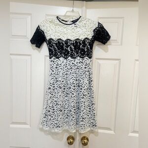 Aqua  Lace White Black Mini Short Sleeve Party Going Out Wedding Guest‎ Dress S